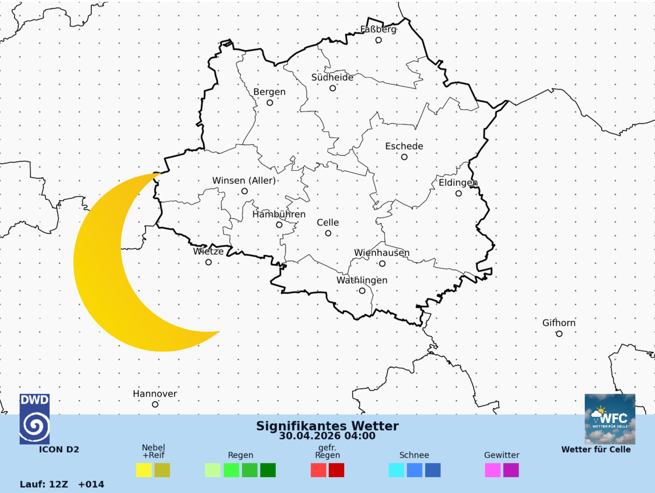 Das Wetter der Nacht 29/30.04.2026 - Sternenklar und kalt