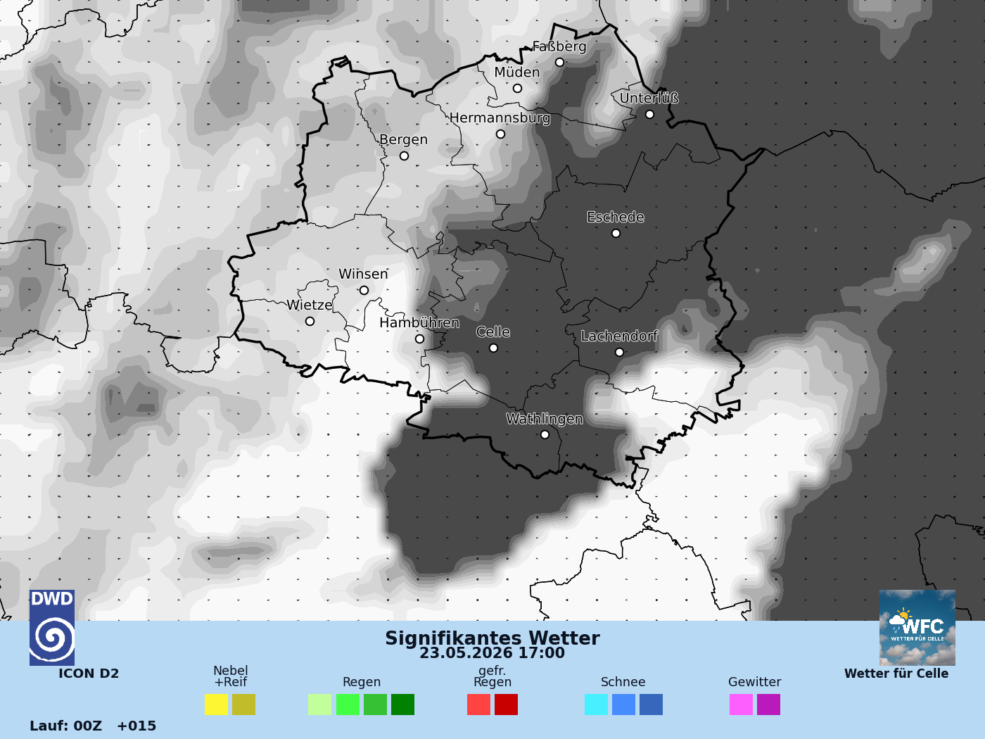 Das Wetter für Sa, 23.05.2026 - Hochdruckeinfluss und sommerlich