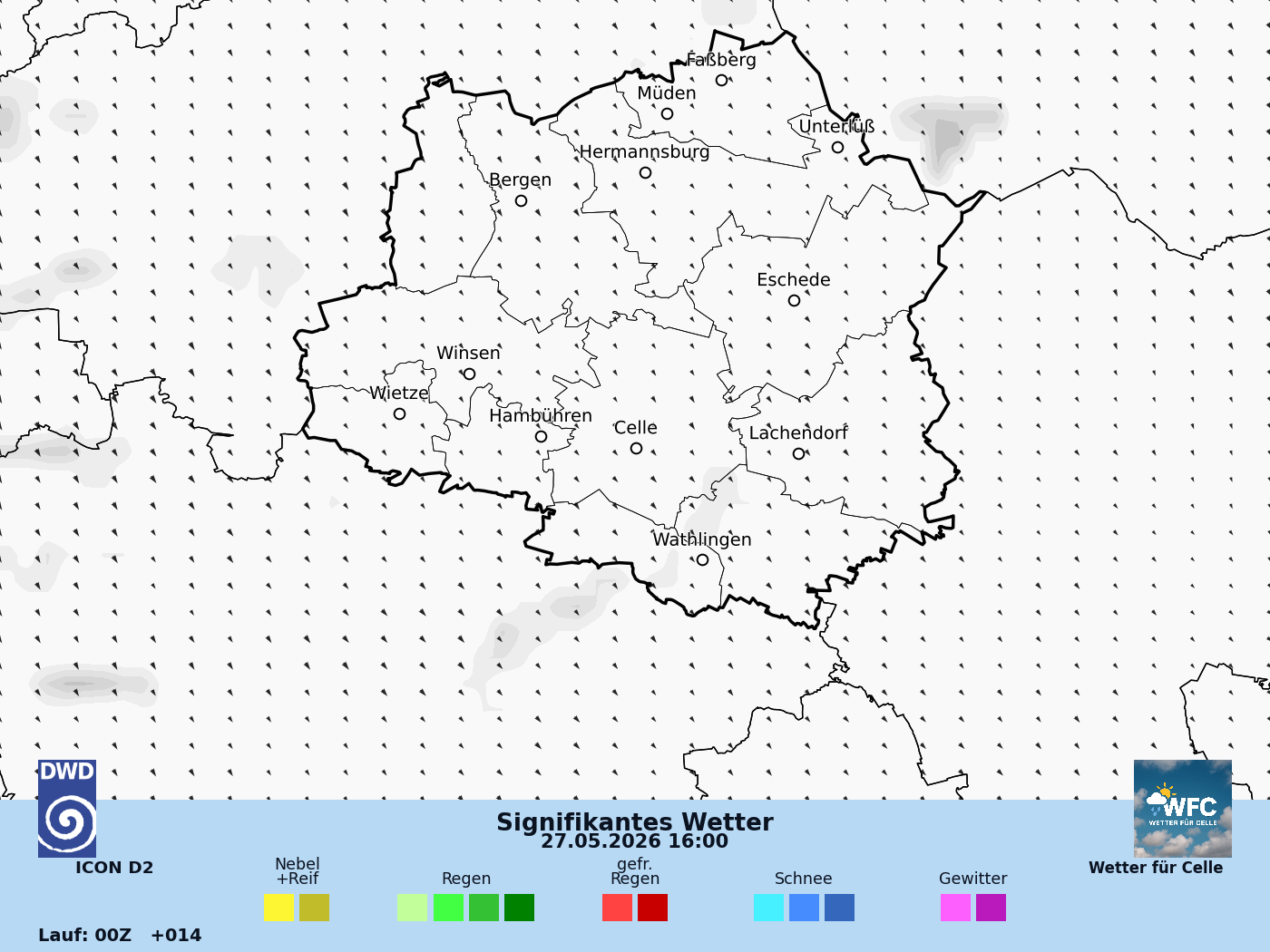Das Wetter für Mi, 27.05.2026 - sonnig aber etwas kühler