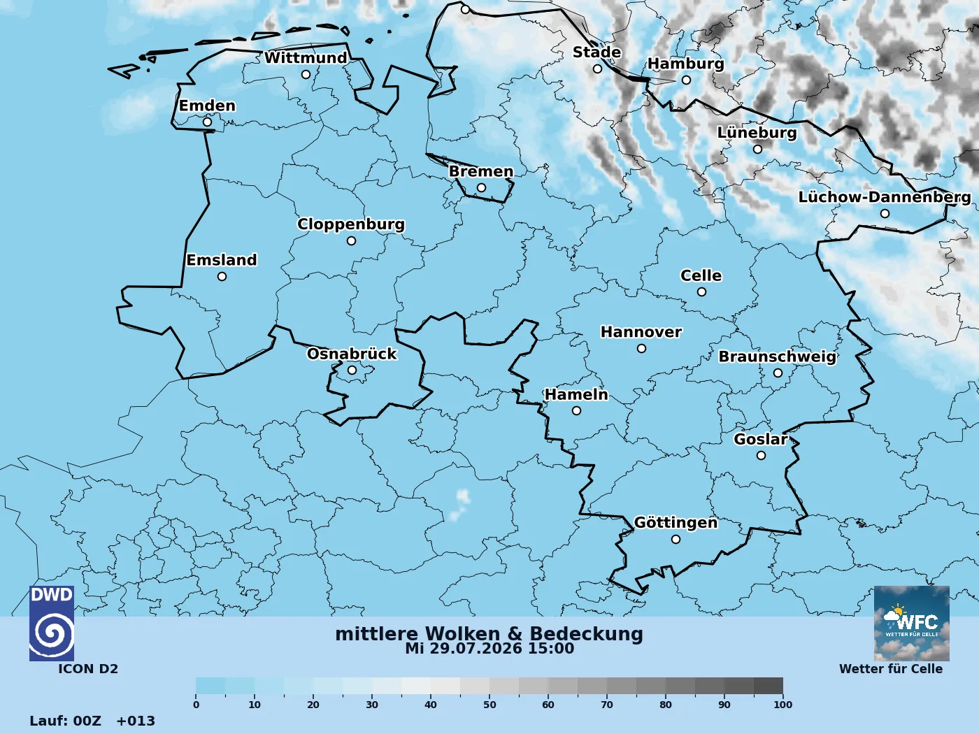 Weiterhin Tiefdruckeinfluss  - viel Sonne und weniger Wolken