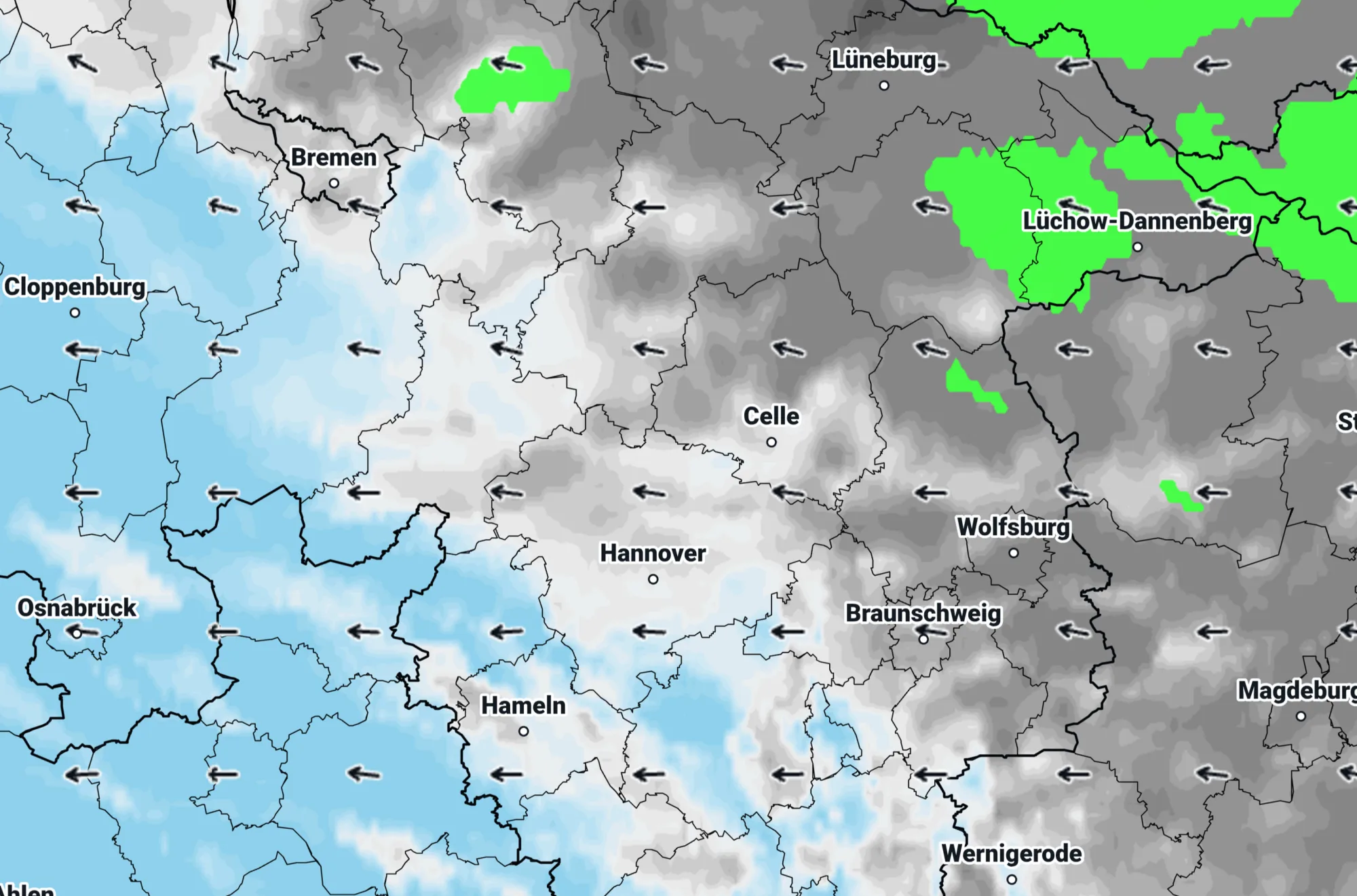 Höhentief mit vielen Wolken