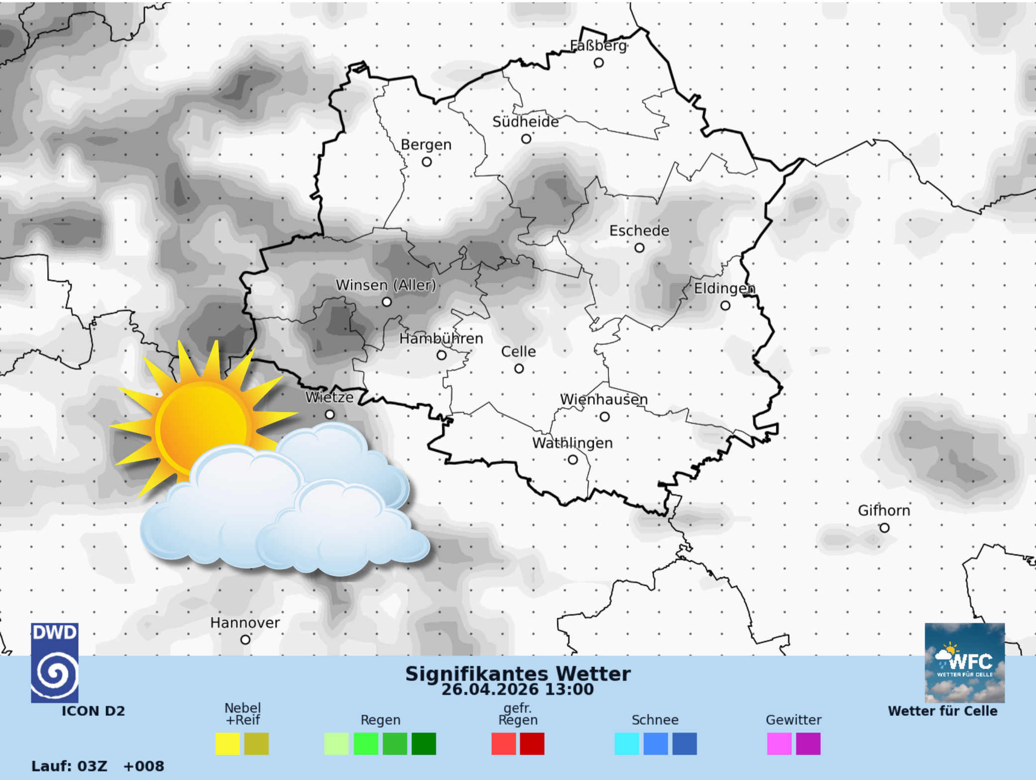 Das Wetter für So, 26.04.2026 - ruhiges und mildes Hochdruckwetter