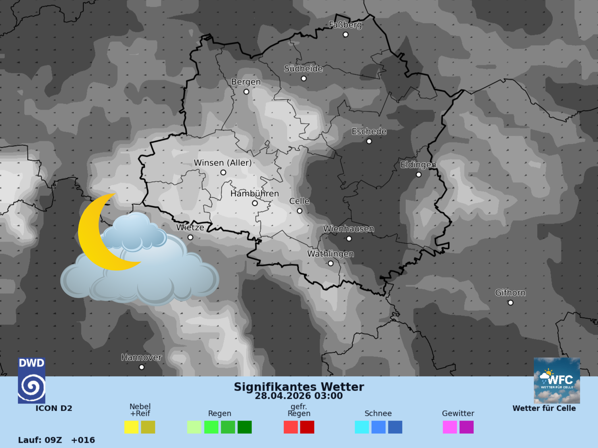 Das Nachtwetter 27/28.04.2026 - dünne Wolkenschicht