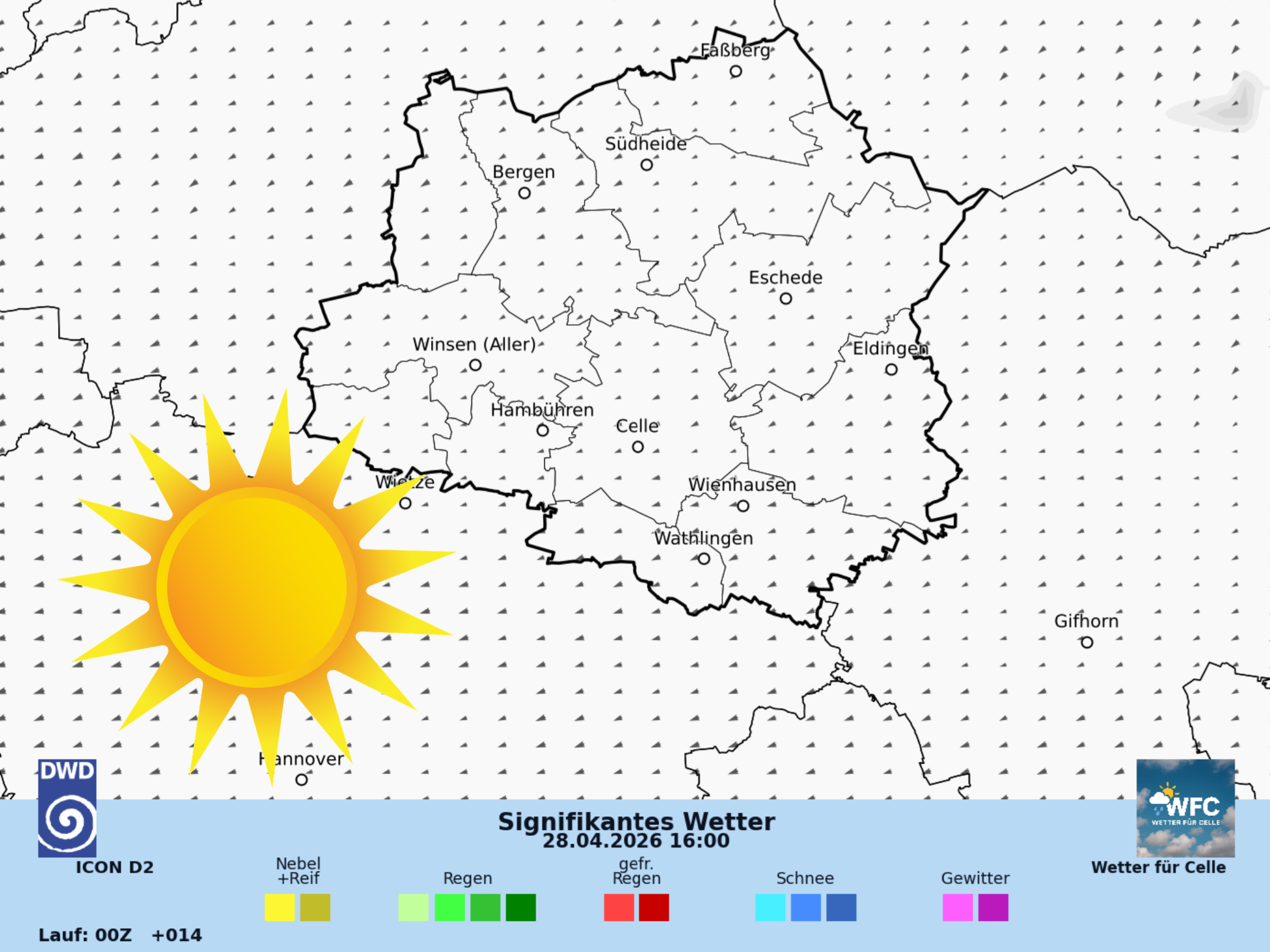 Das Wetter für Di, 28.04.2026 - viel Sonne und angenehmen