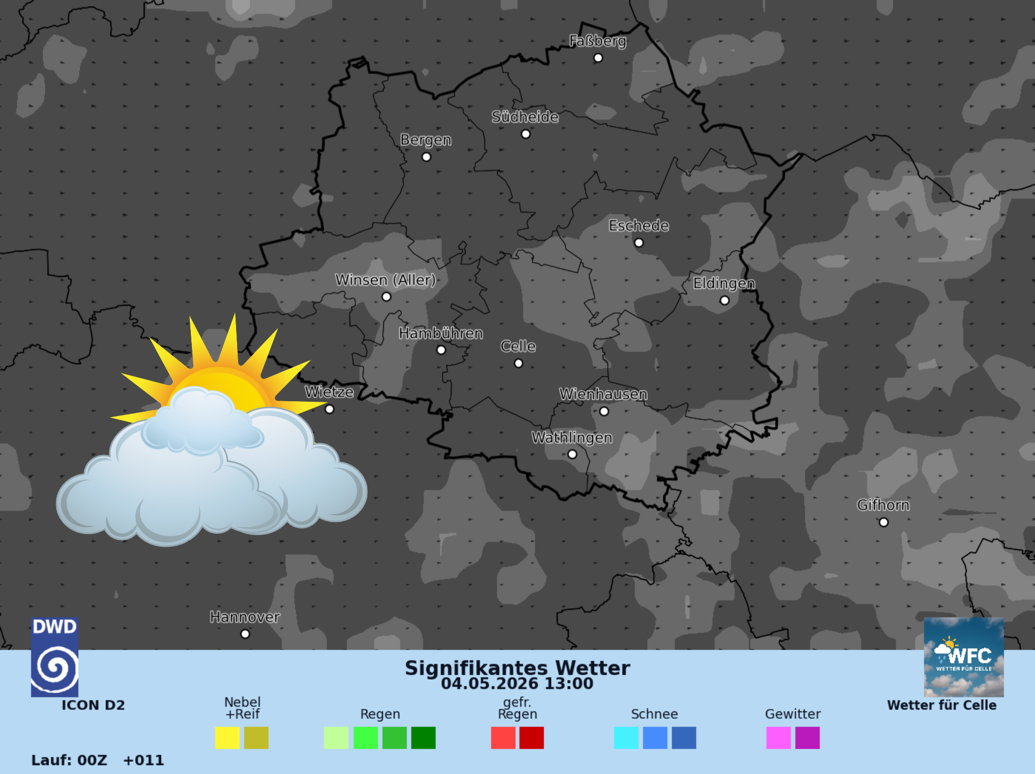 Das Wetter für Mo, 04.05.2026 - kühler und wolkiger