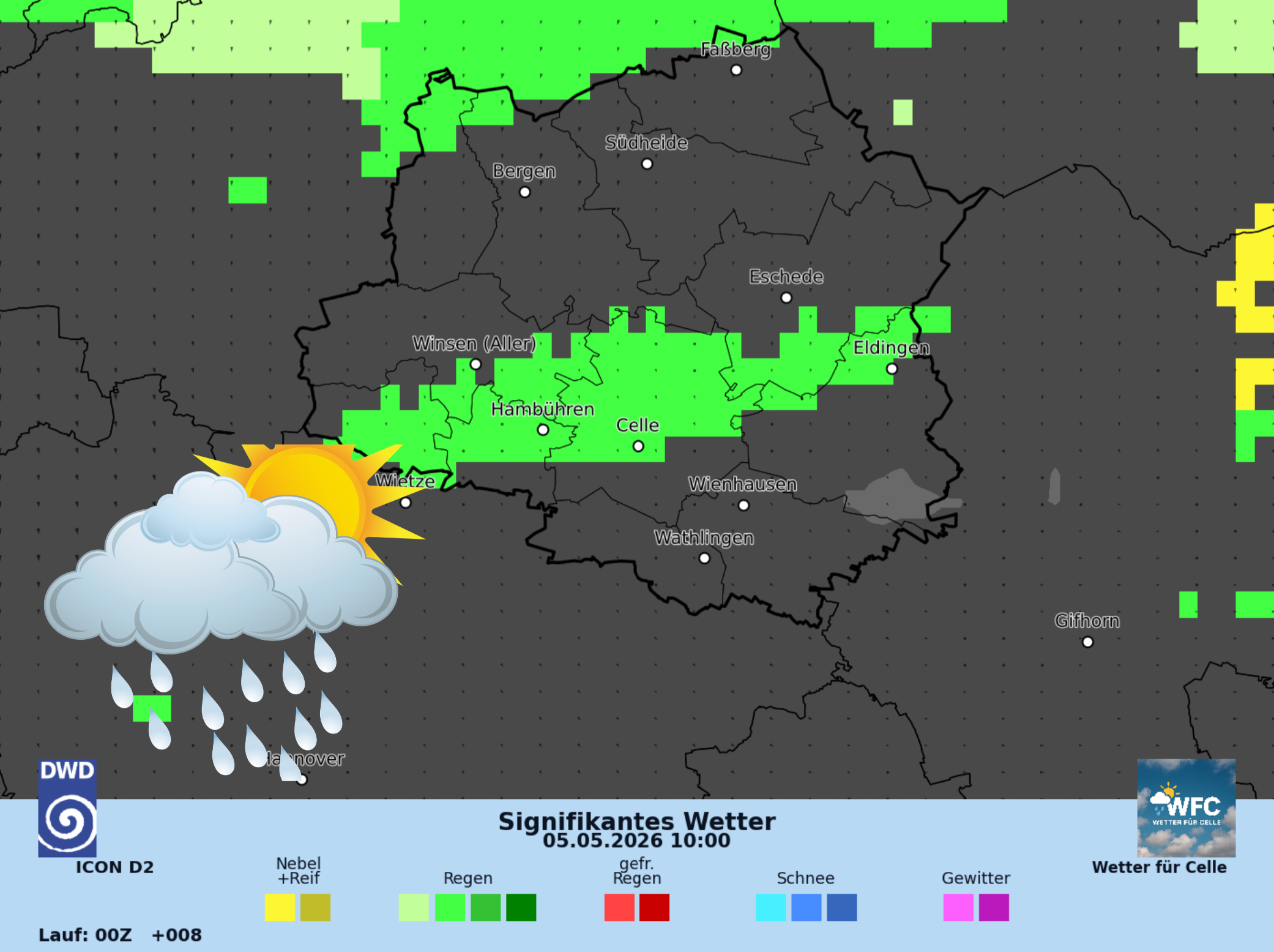 Das Wetter für Di, 05.05.2026 - Luftmassengrenze
